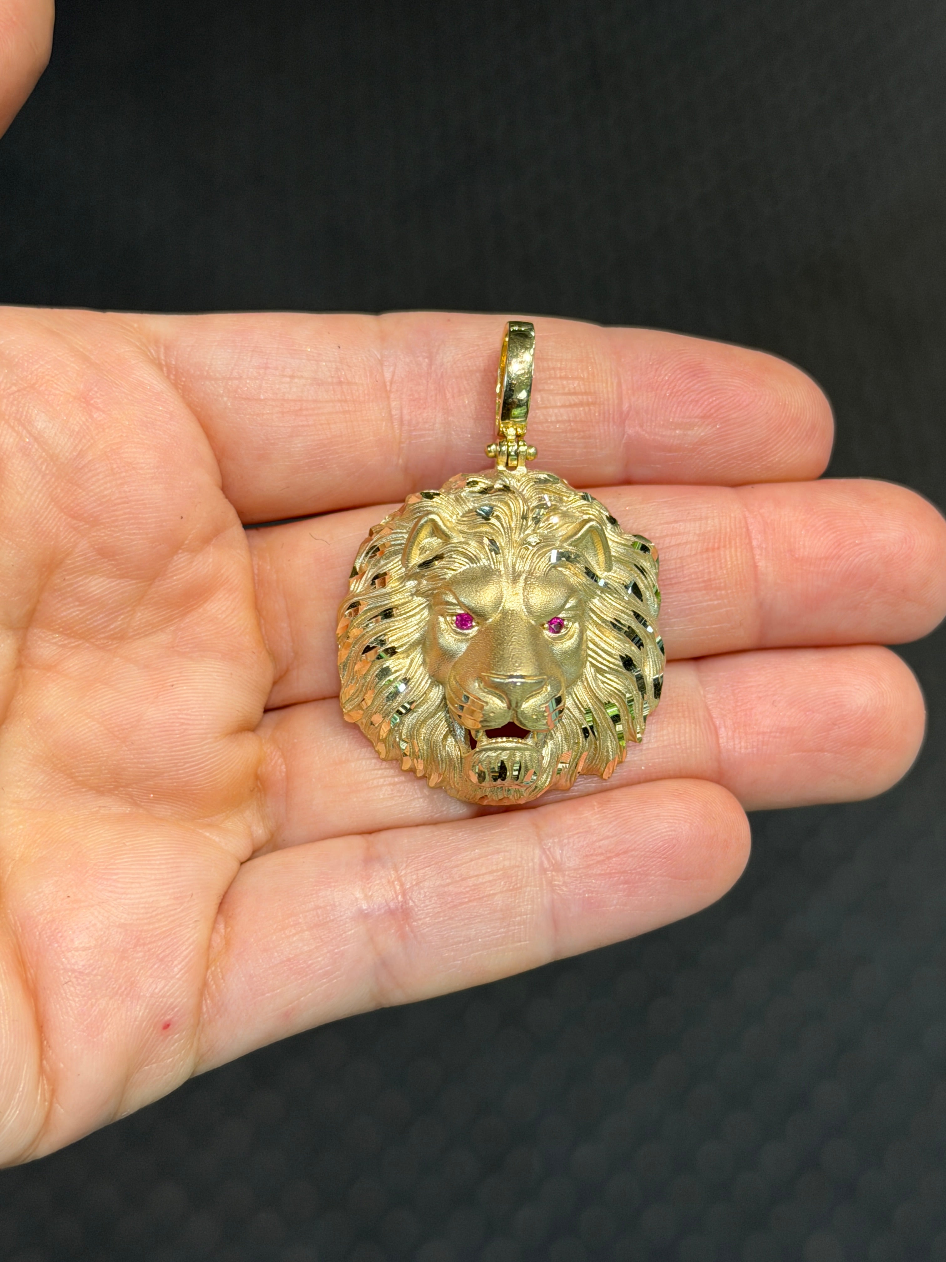 Hollow 14K Gold Lion Pendant
