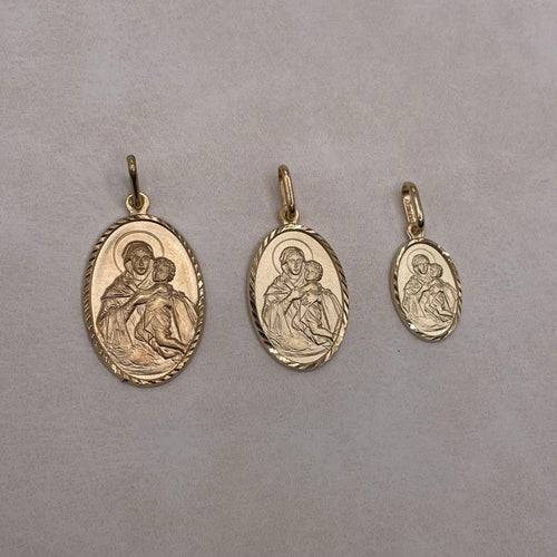 Italian Mary and Jesus Oval Charm