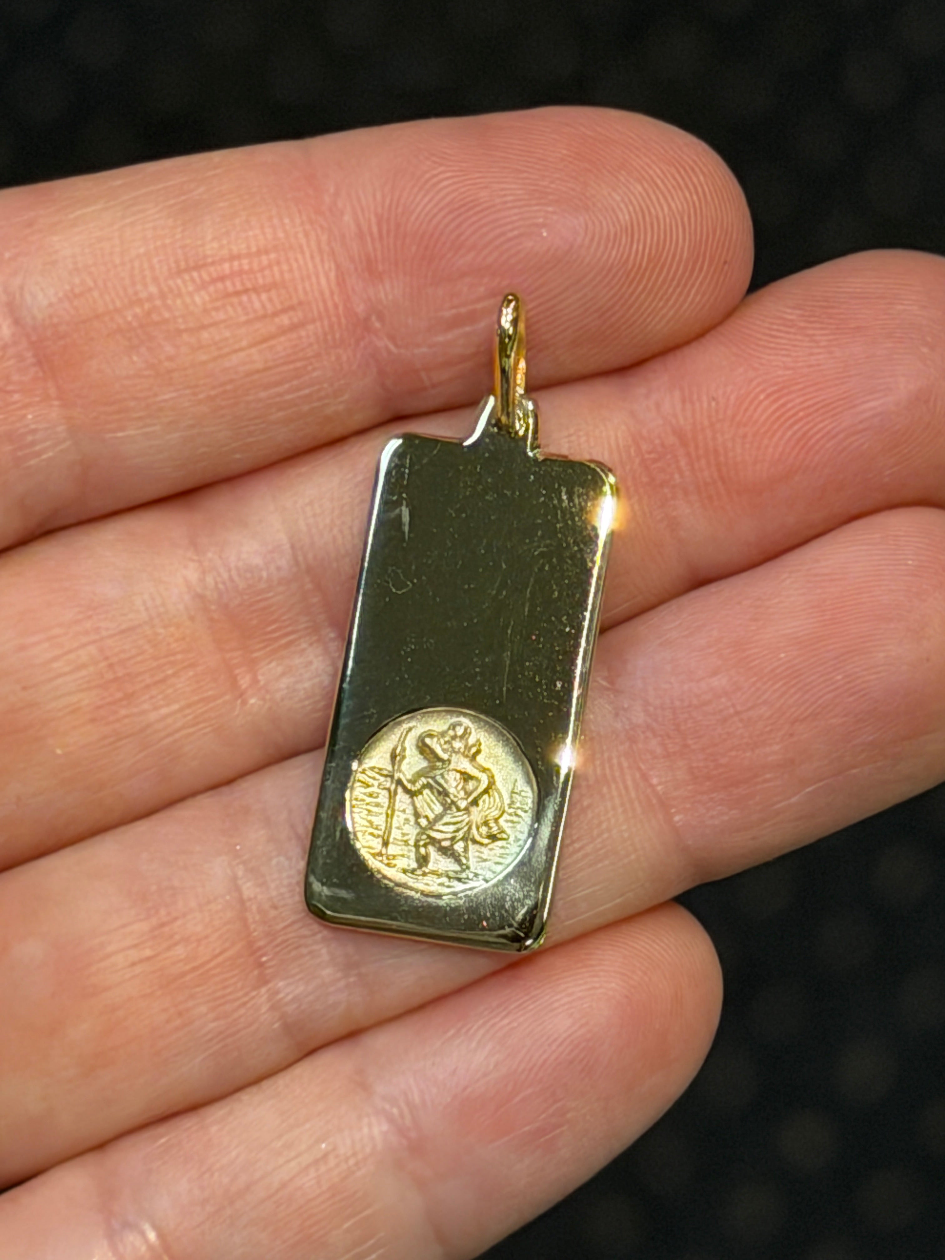 Saint Christopher Dog Tag 14K Gold - Saints Gold Co.