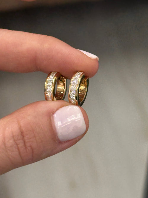 Princess cut diamond hoops (final sale)