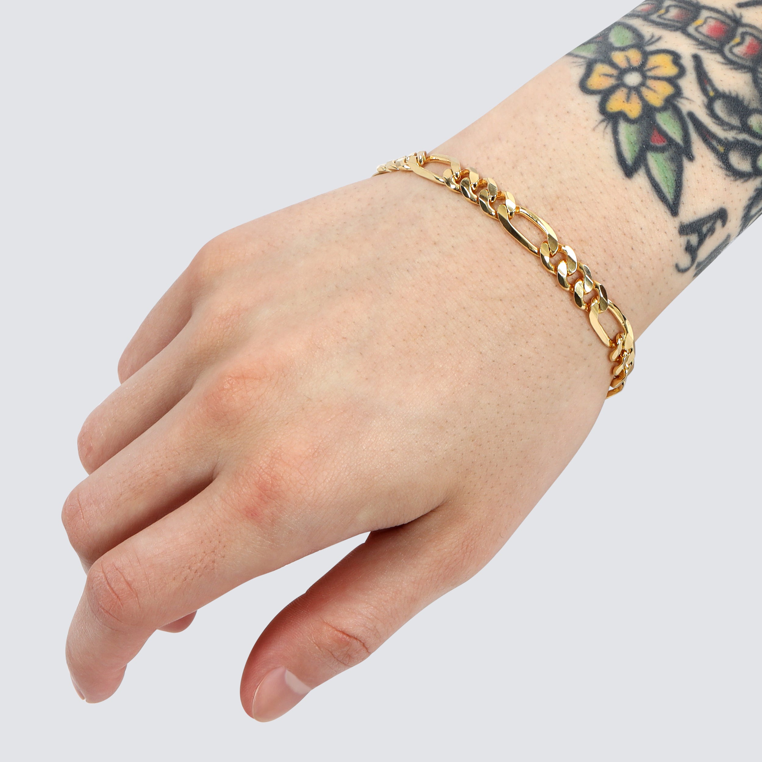 14K Figaro Bracelet (Solid Gold)
