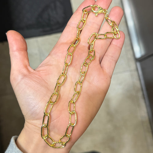 Handmade 18K Textured Oval Link (Made to Order)
