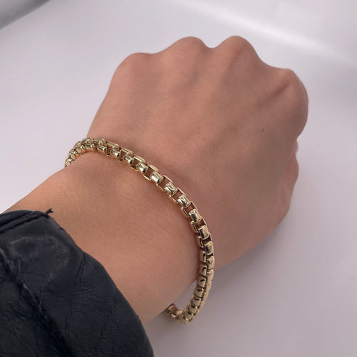 5.0MM SG Rounded Box Bracelet 8.5" (28g) 14K