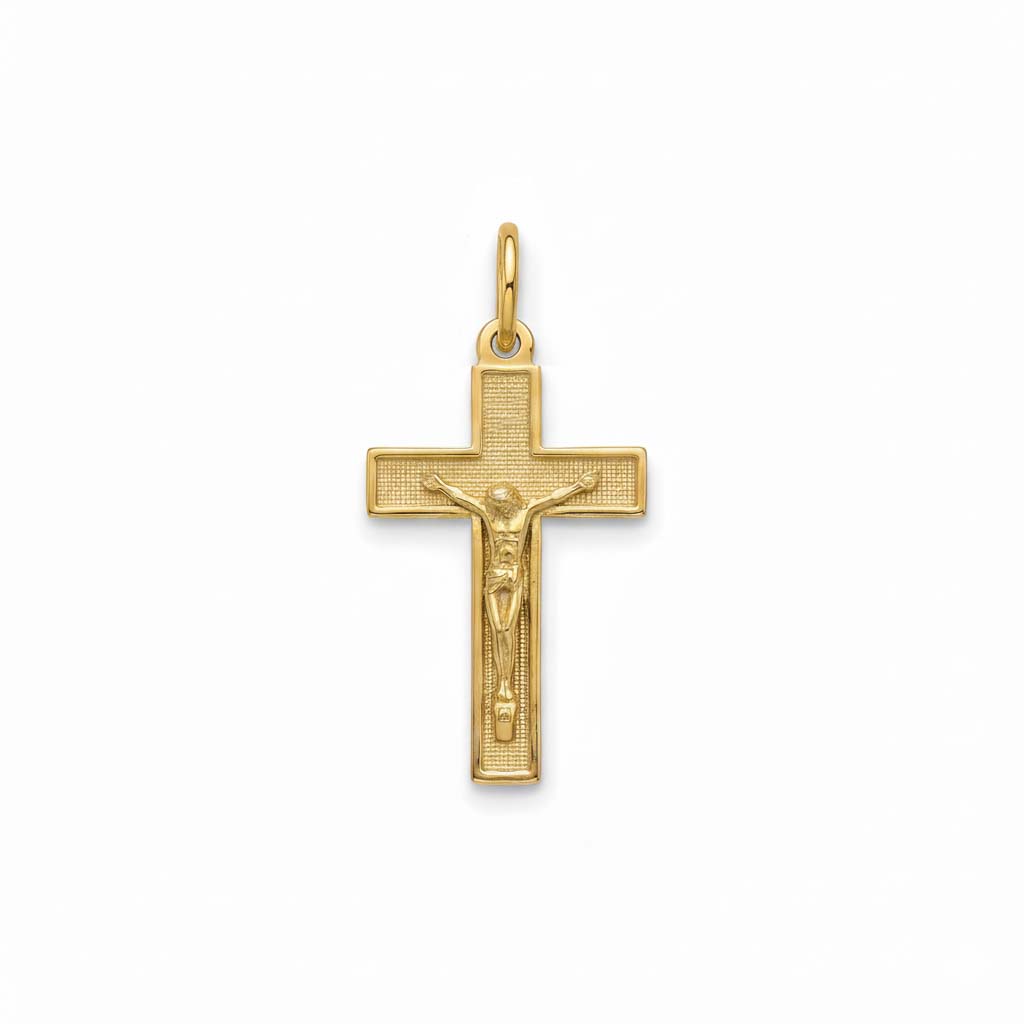 Textured Crucifix 14K