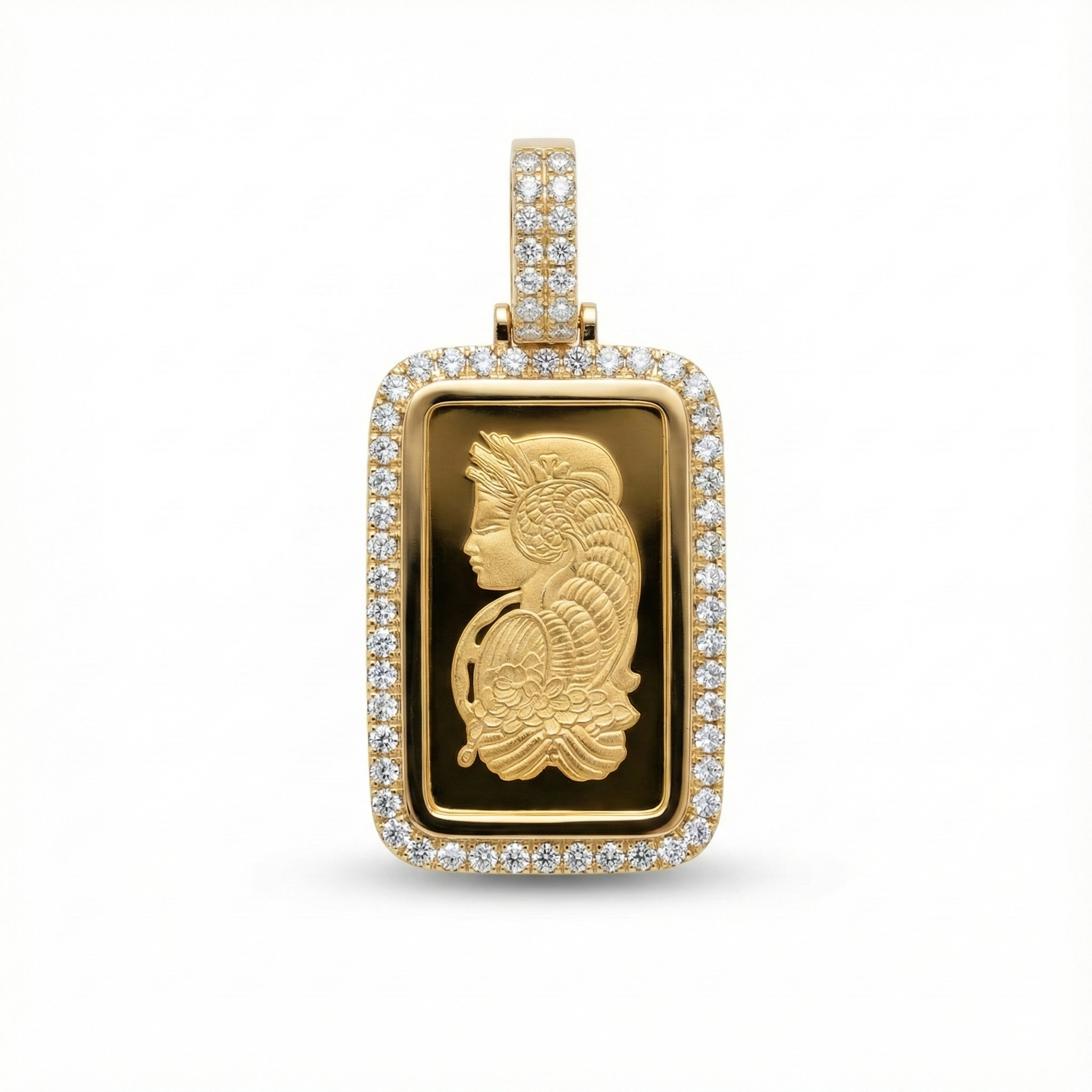 2.5 Gram 999.9 Pure Gold Pamp With Diamond Bezel 0.50 Ctw