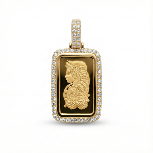 2.5 Gram 999.9 Pure Gold Pamp With Diamond Bezel 0.50 Ctw