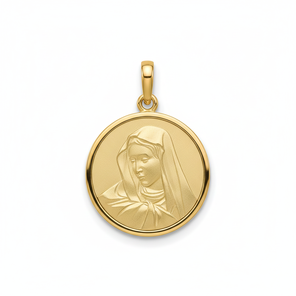 Round Mary classic pendant 14K