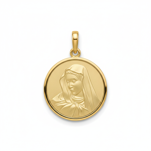 Round Mary classic pendant 14K