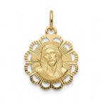 18MM Scalloped double sided Jesus and Mary pendant 18K