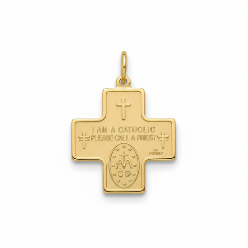 4-Way Medal Cross Pendant 14K