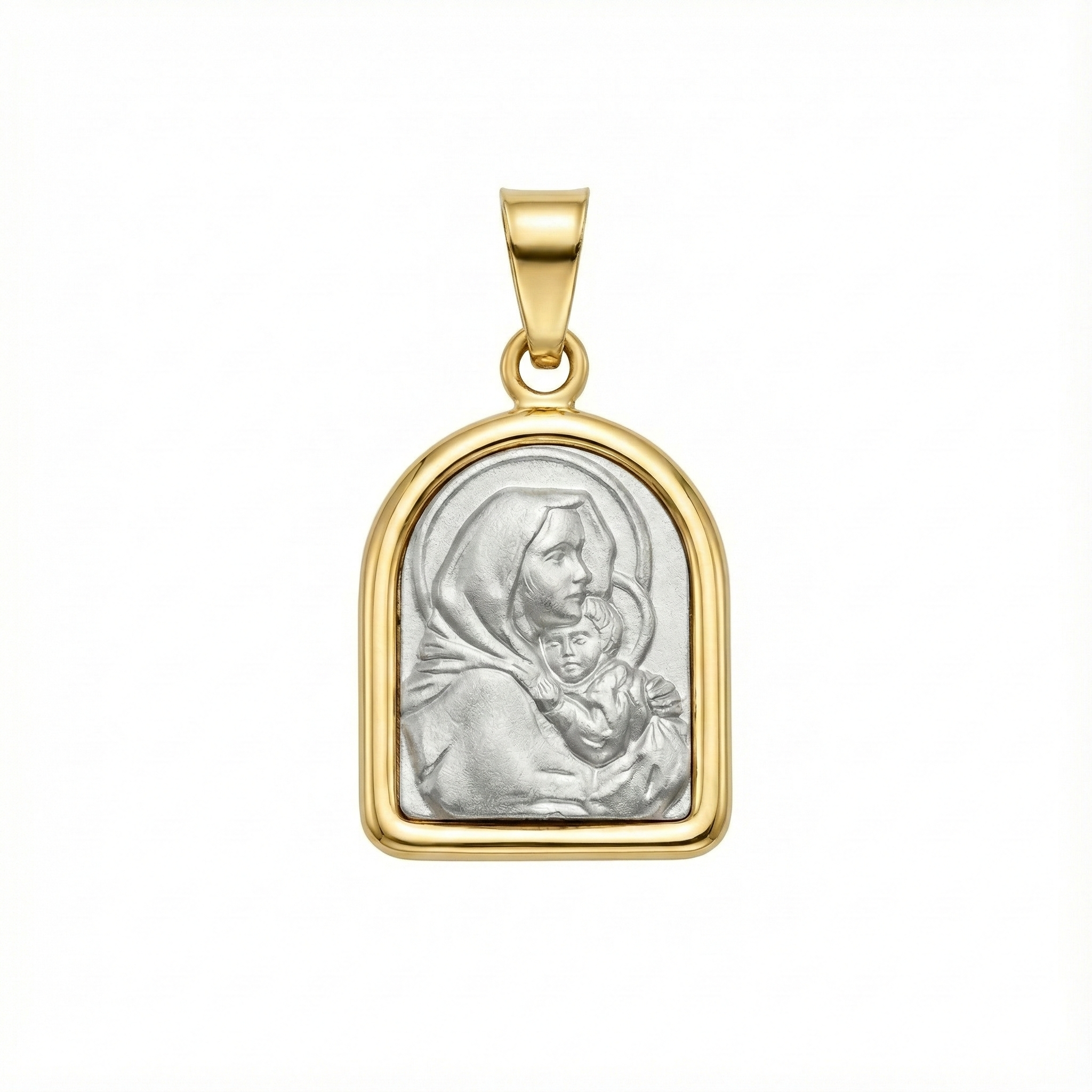 Two-tone Religious Pendant 14K