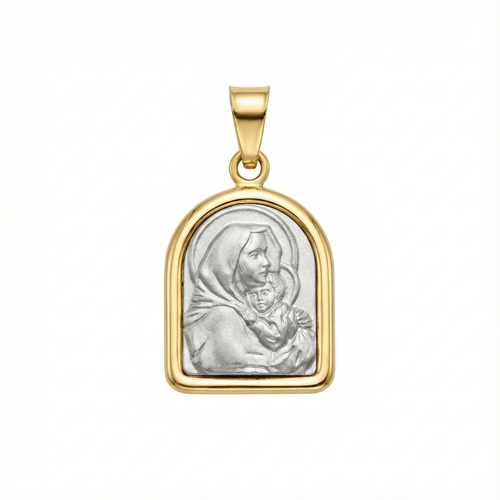 Two-tone Religious Pendant 14K