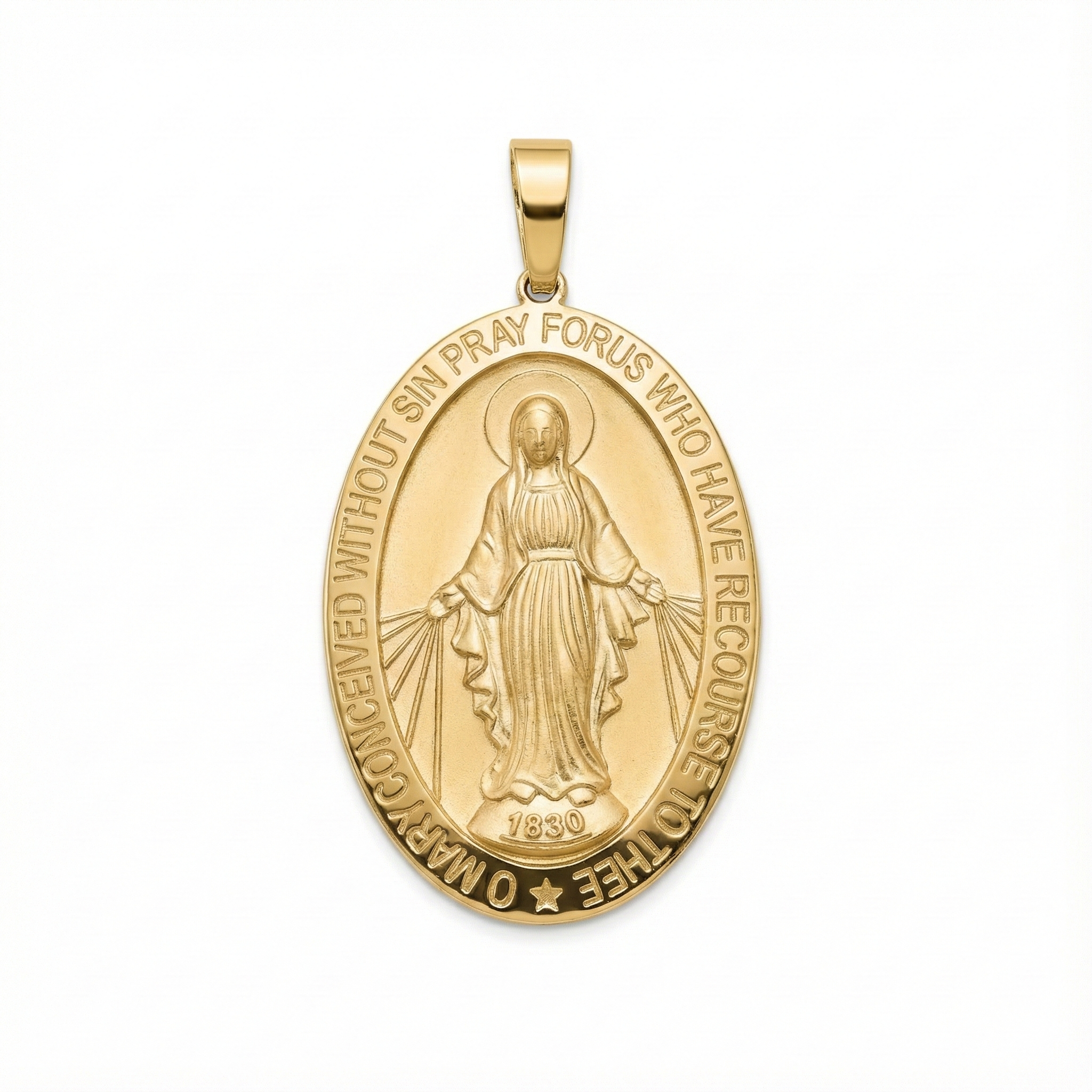 Oval Mary Religious Pendant