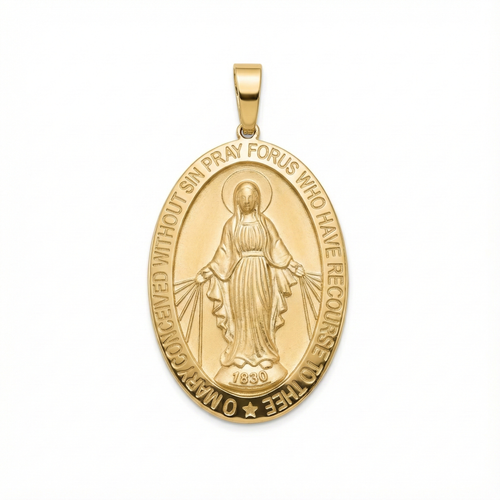 Oval Mary Religious Pendant