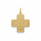 4-Way Medal Cross Pendant 14K