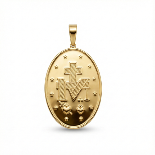 Oval Mary Religious Pendant