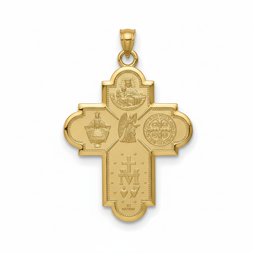 Italian Catholic Cross 14K