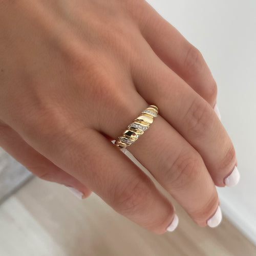 Vintage Croissant Natural Diamond Ring