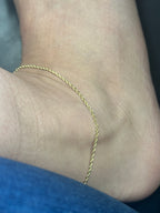 Rope Anklet 14K Gold 9"