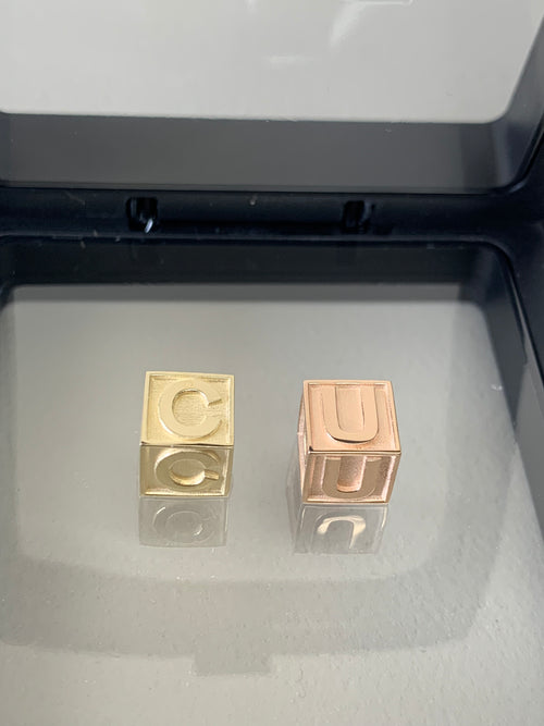 Solid Gold Initial Cubes Pendant