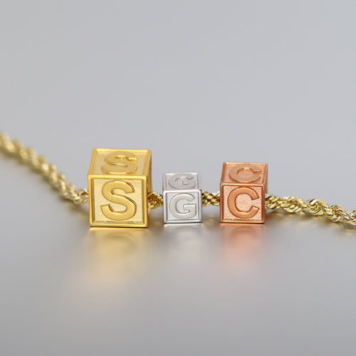 Initial Cube Pendant - Saints Gold Co.