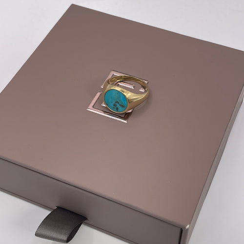 Men's Round Signet Ring Turquoise Gemstone (Final Sale)