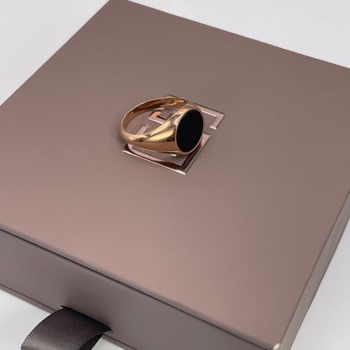 Men's Round Signet Ring Onyx Gemstone (Final Sale)