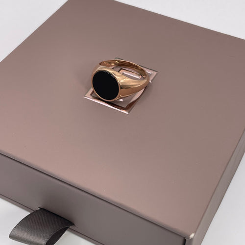 Men's Round Signet Ring Onyx Gemstone (Final Sale)