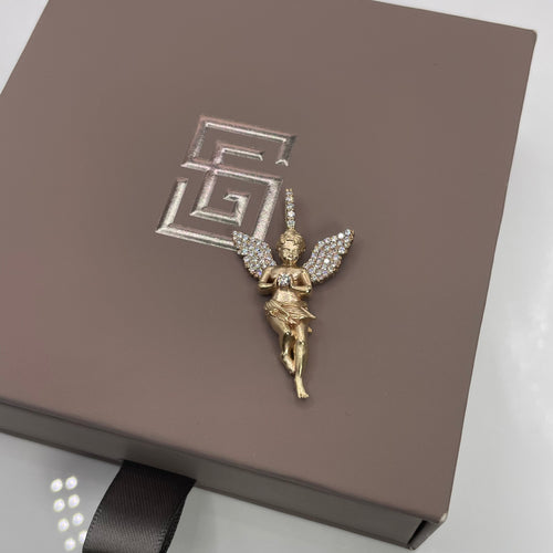 Saints Gold Flat Diamond Angel Pendant