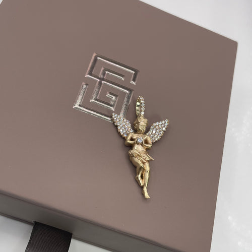 Saints Gold Flat Diamond Angel Pendant