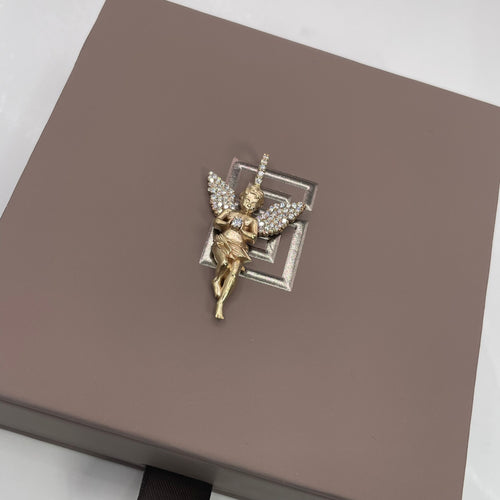 Saints Gold Flat Diamond Angel Pendant