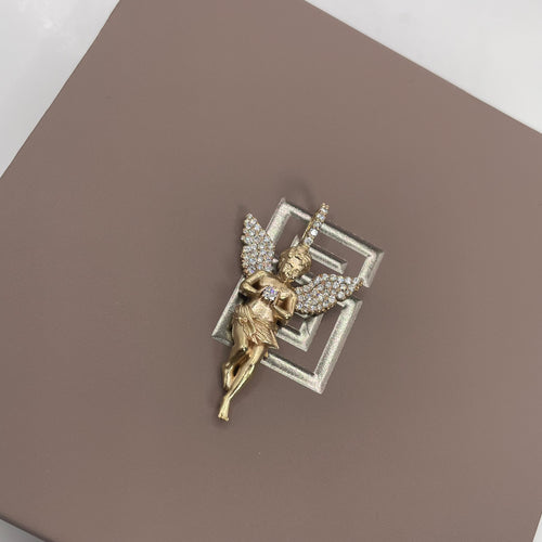 Saints Gold Flat Diamond Angel Pendant