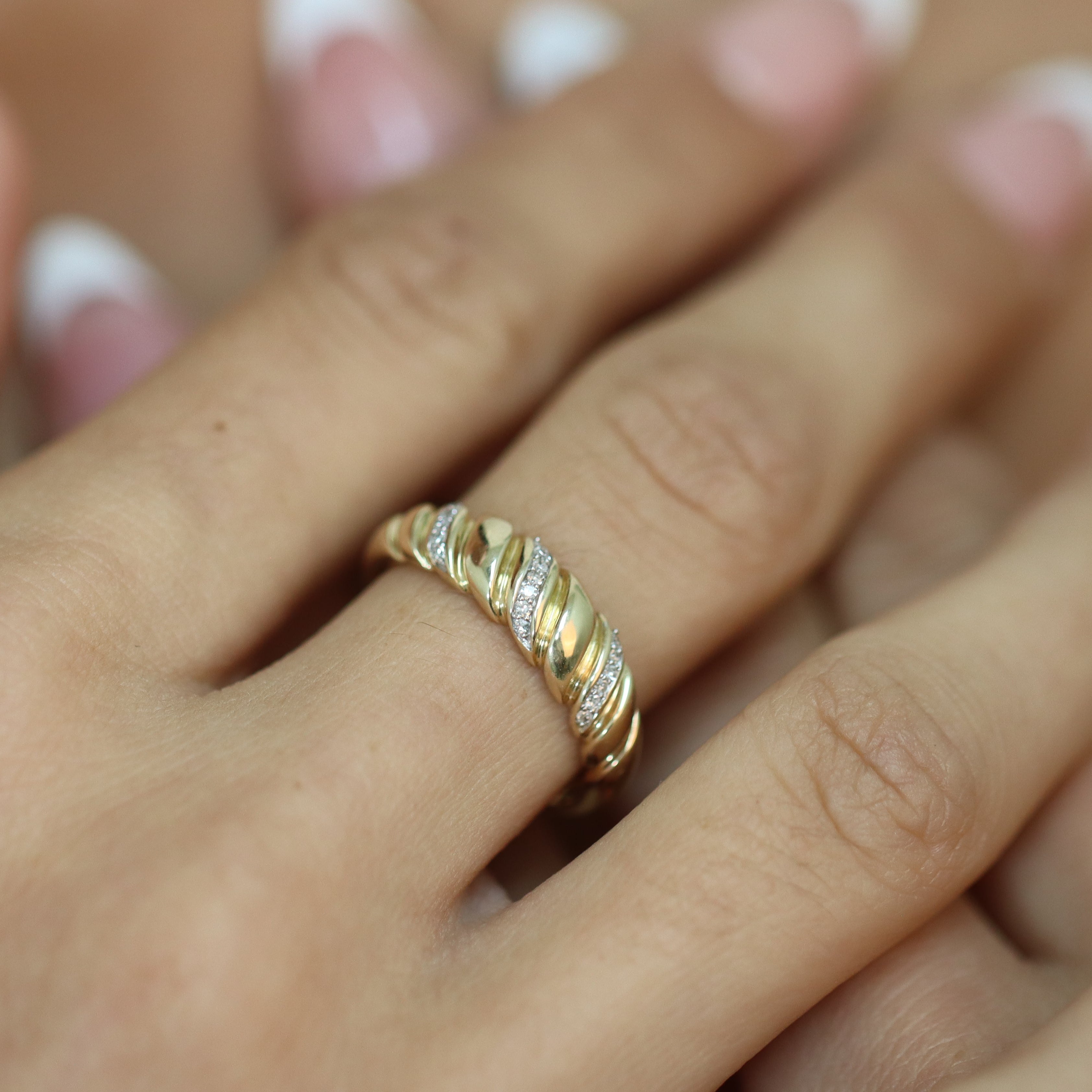Vintage Croissant Natural Diamond Ring