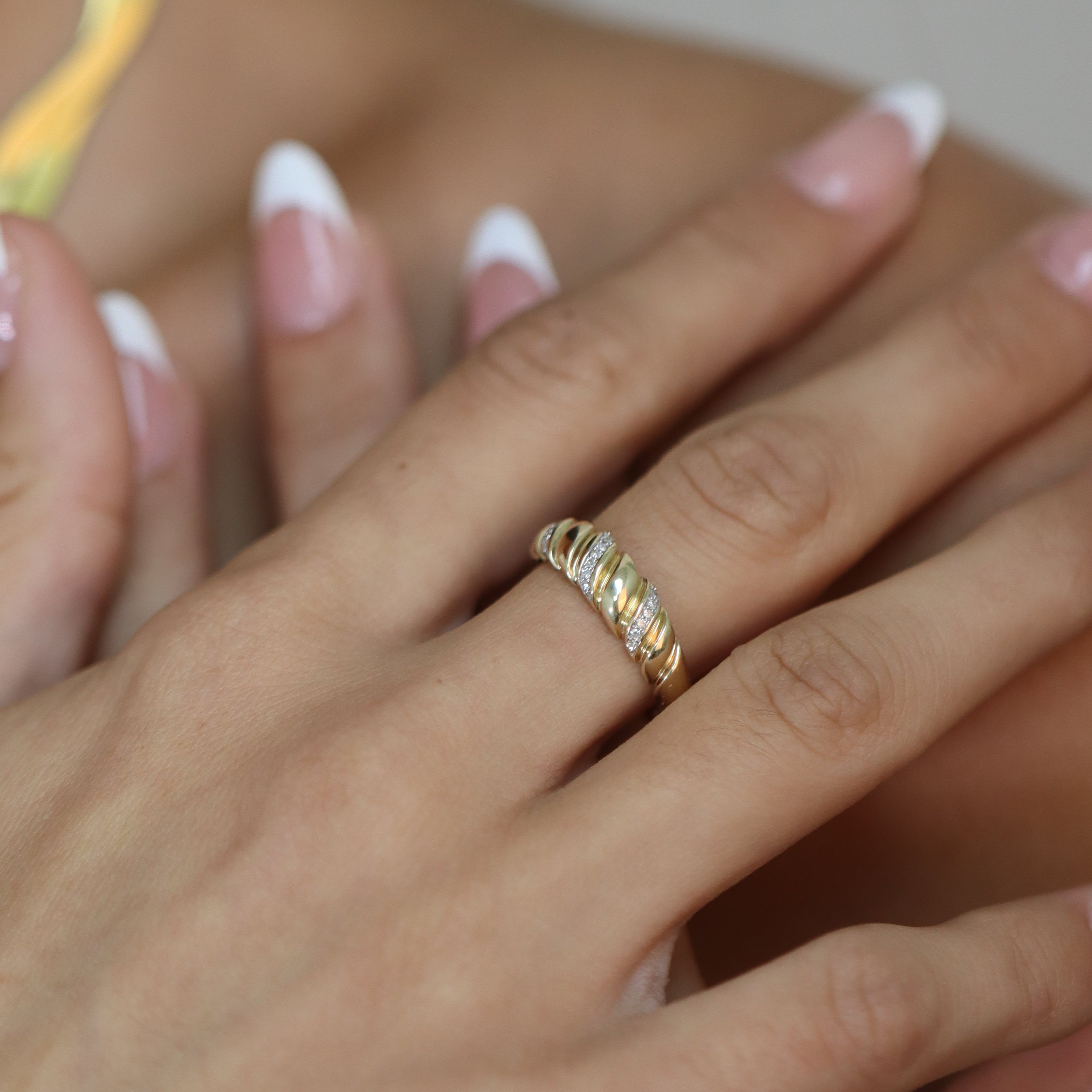 Vintage Croissant Natural Diamond Ring