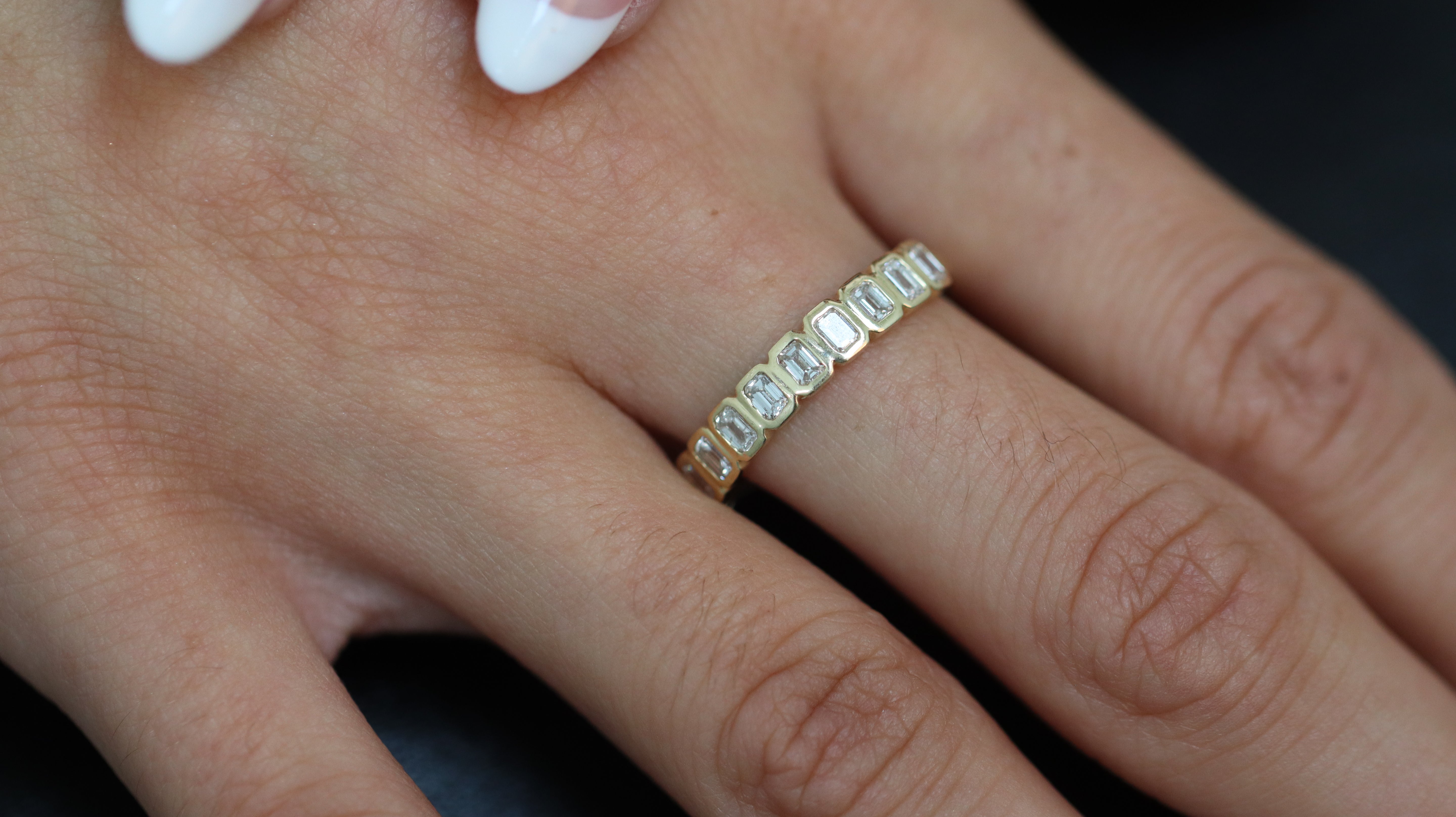 Upright Emerald-Cut Natural Diamond Ring