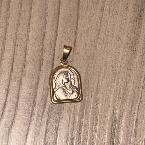 Two Tone Mary and Baby Jesus Pendant (Final Sale)