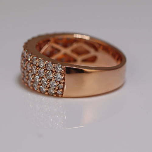 Diamond Studded Ring with 4 Rows of Iced Out round cut