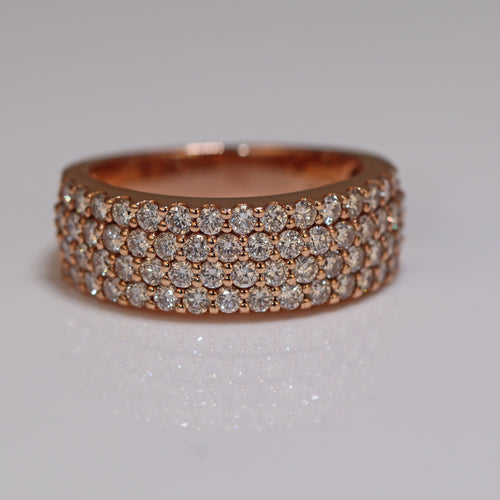 Diamond Studded Ring with 4 Rows of Iced Out round cut