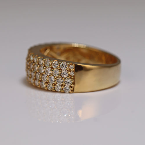 Diamond Studded Ring with 4 Rows of Iced Out round cut