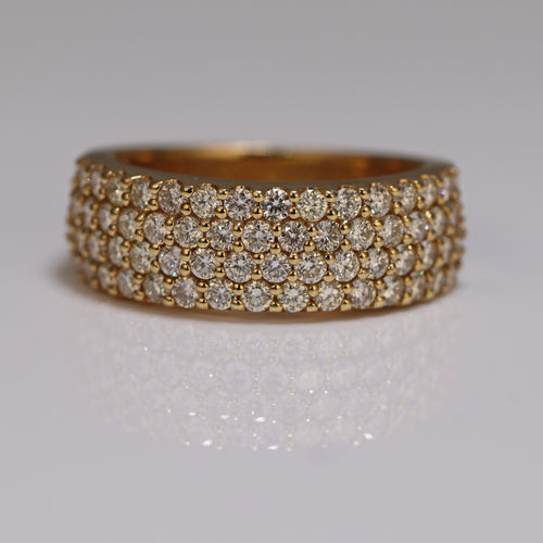 Diamond Studded Ring with 4 Rows of Iced Out round cut