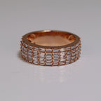 Solid Gold ring with 5 rows of diamonds baguette ring studded iced out