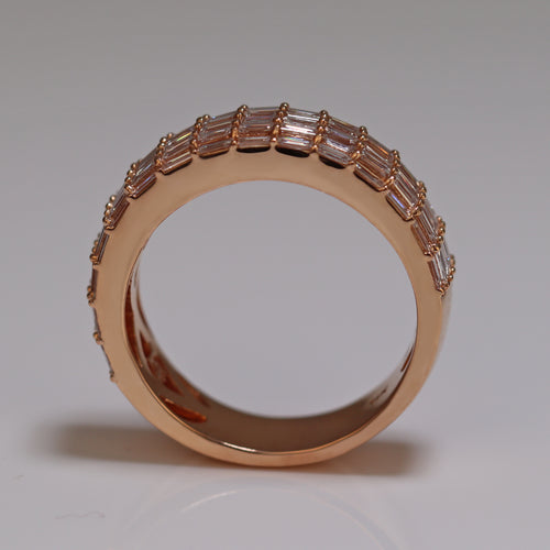 Solid Gold ring with 5 rows of diamonds baguette ring studded iced out