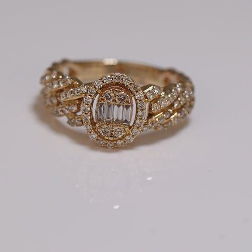 an iced out ring with a double oval shaped diamond in front