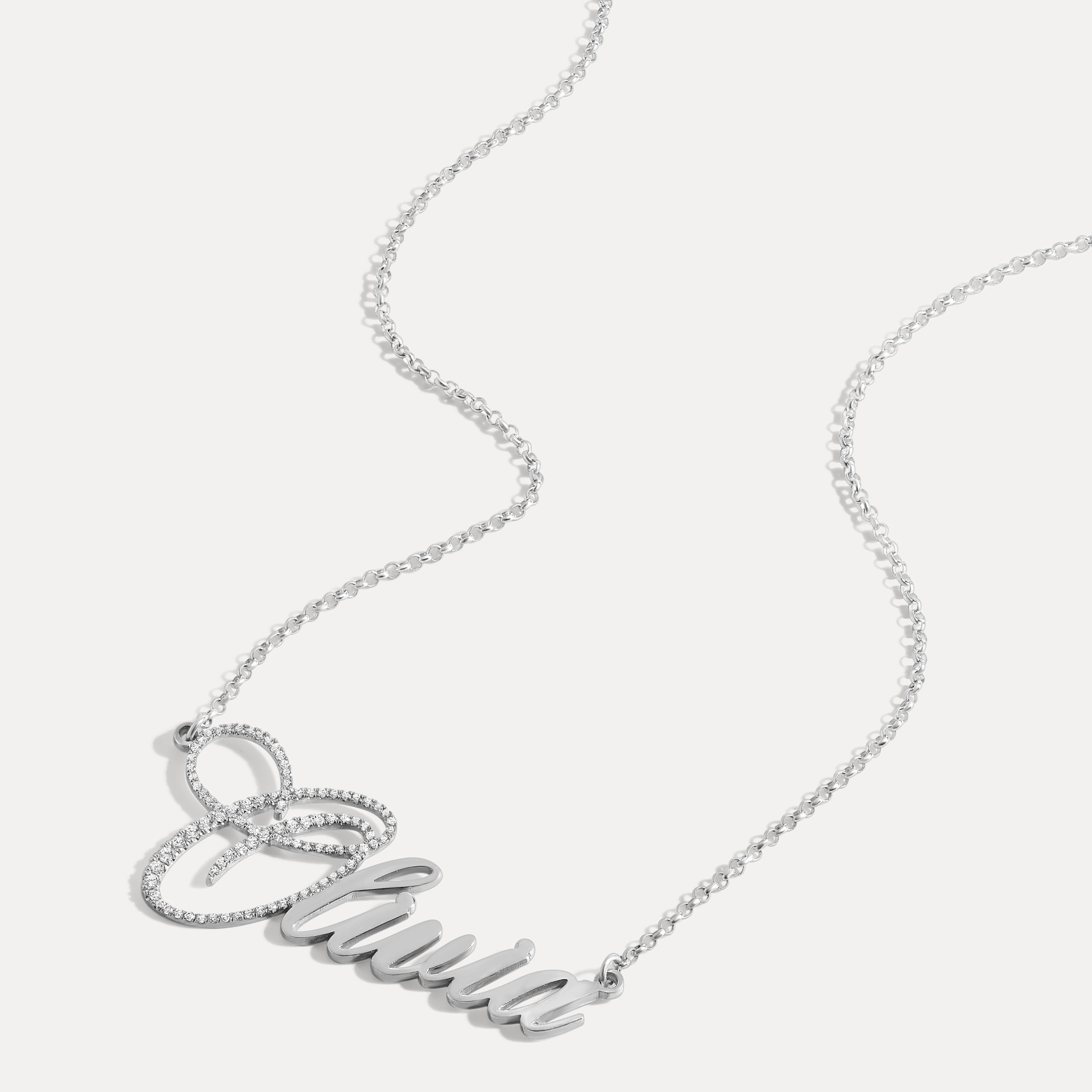 Single Letter Pave Name Plate - Saints Gold Co.