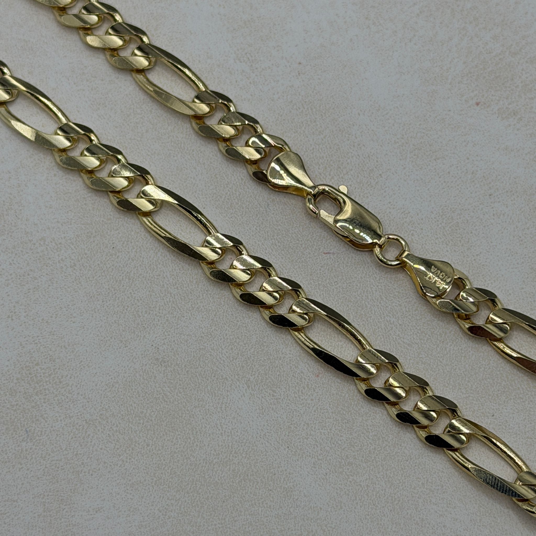 14K Figaro Bracelet (Solid Gold)