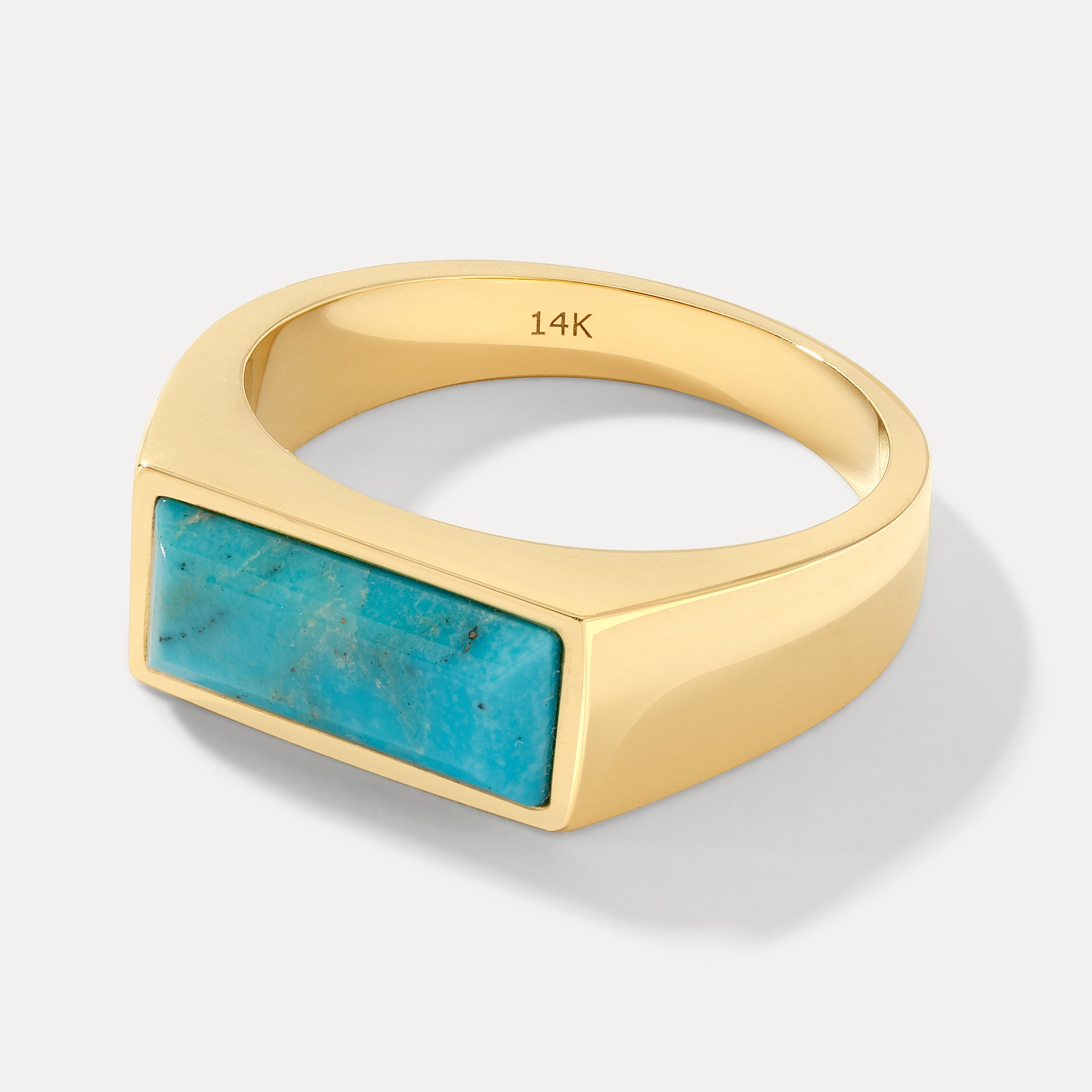 Rectangle Signet Ring with Turquoise - Saints Gold Co.