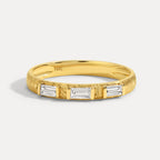 3 Baguette Diamond Textured Band Ring