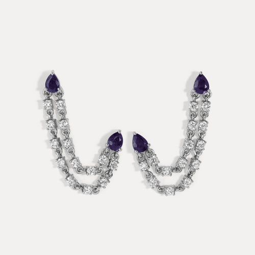 Kelly Pear-Shaped Waterfall Double Studs Blue Sapphire