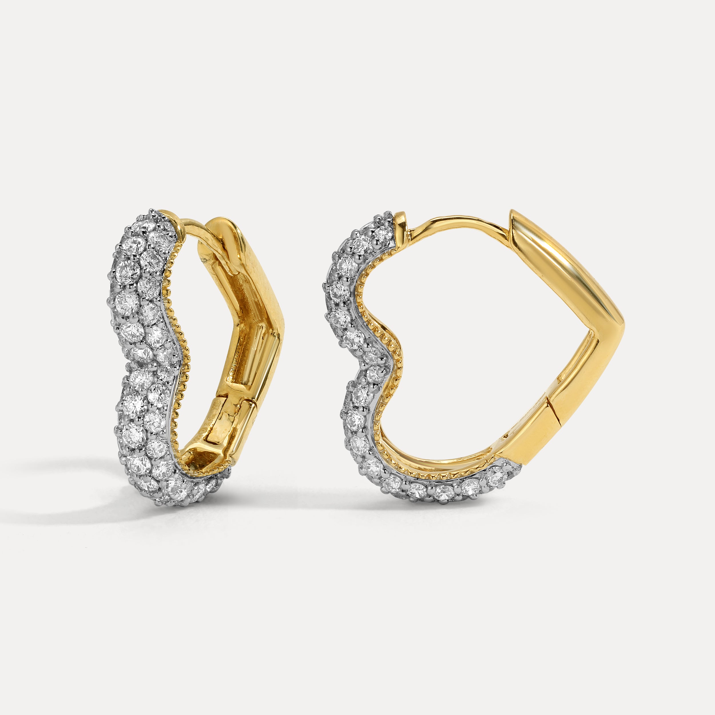 Glaze Pavé Natural Diamonds Heart Hoops