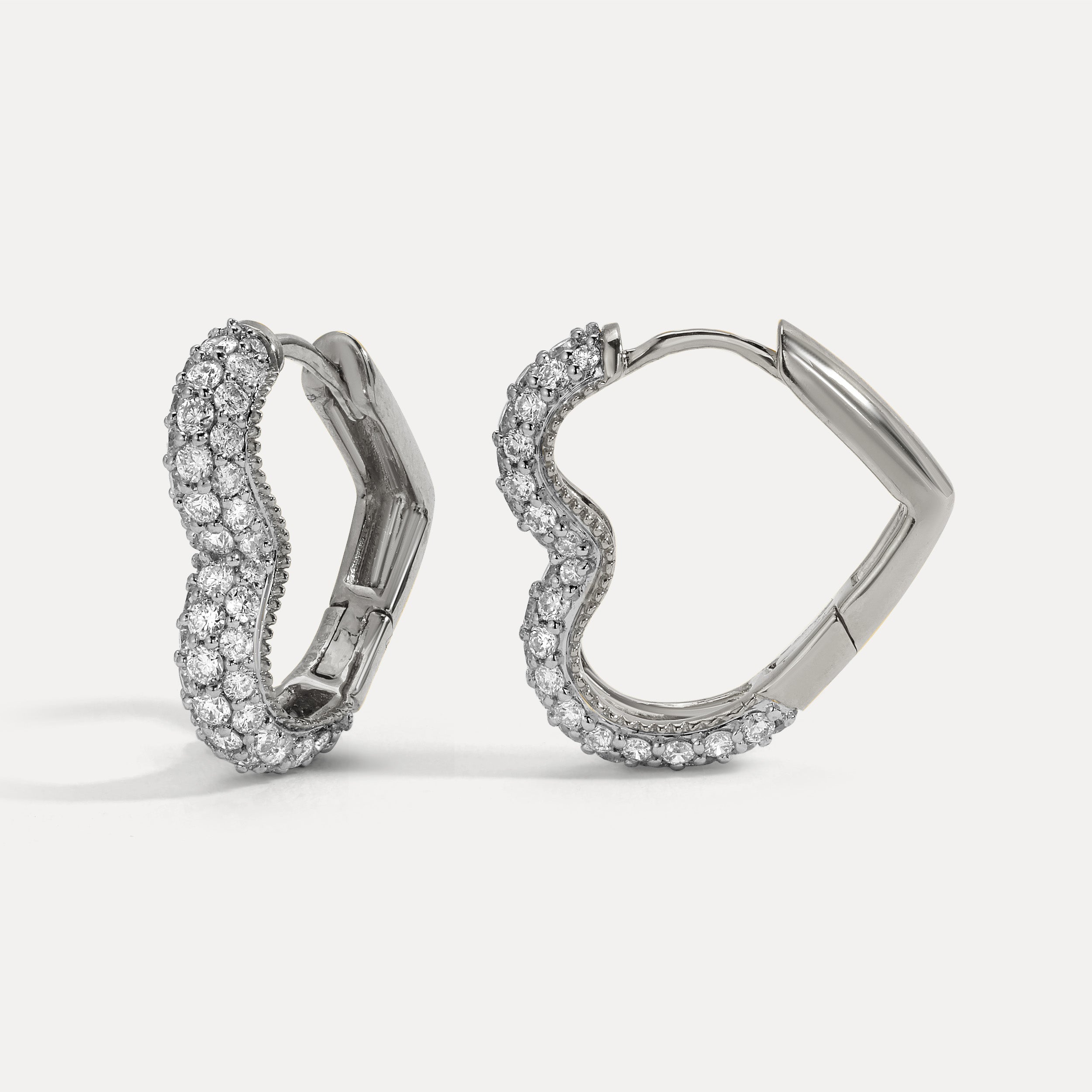 Glaze Pavé Natural Diamonds Heart Hoops